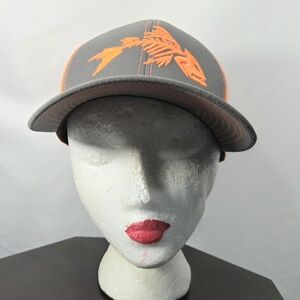 Outdoor Cap NWT Orange & Grey Bone Fish Adjustable Mesh Baseball Cap One Size